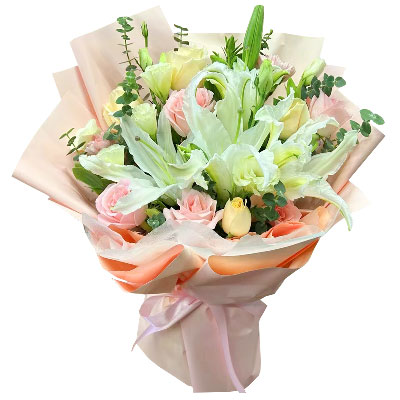 龙岩10朵玫瑰百合混搭，爱是难忘时刻
