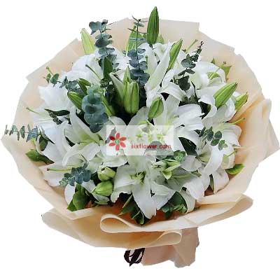 龙岩9支白色多头百合，祝福你幸福