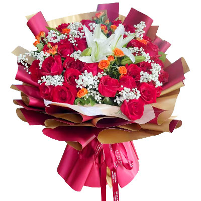 龙岩33朵红玫瑰百合，爱如同花般绽放